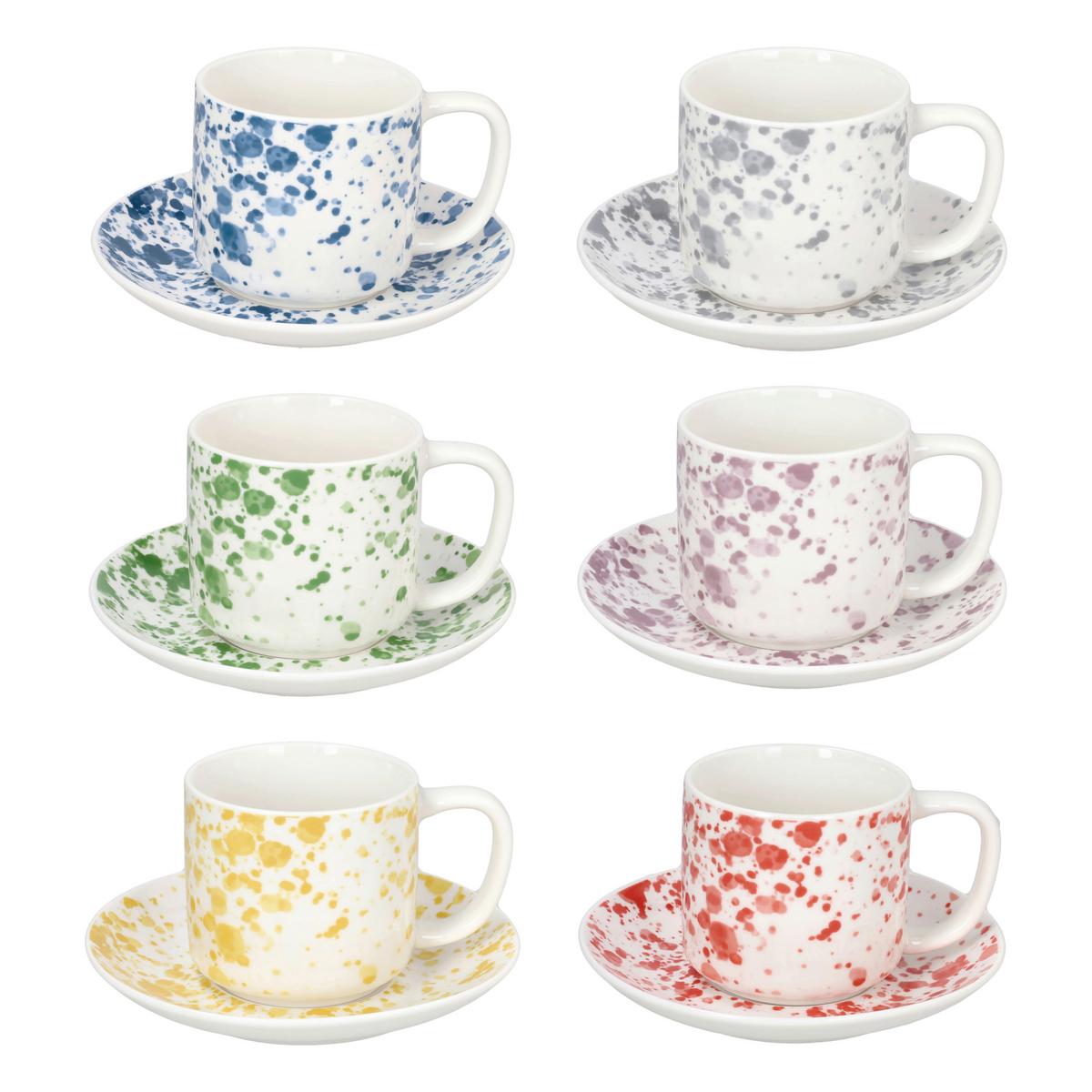 Teetassenset Apulia 12--teilig. Keramik Multicolor - Blau/Gelb, Basics, Keramik - Tognana