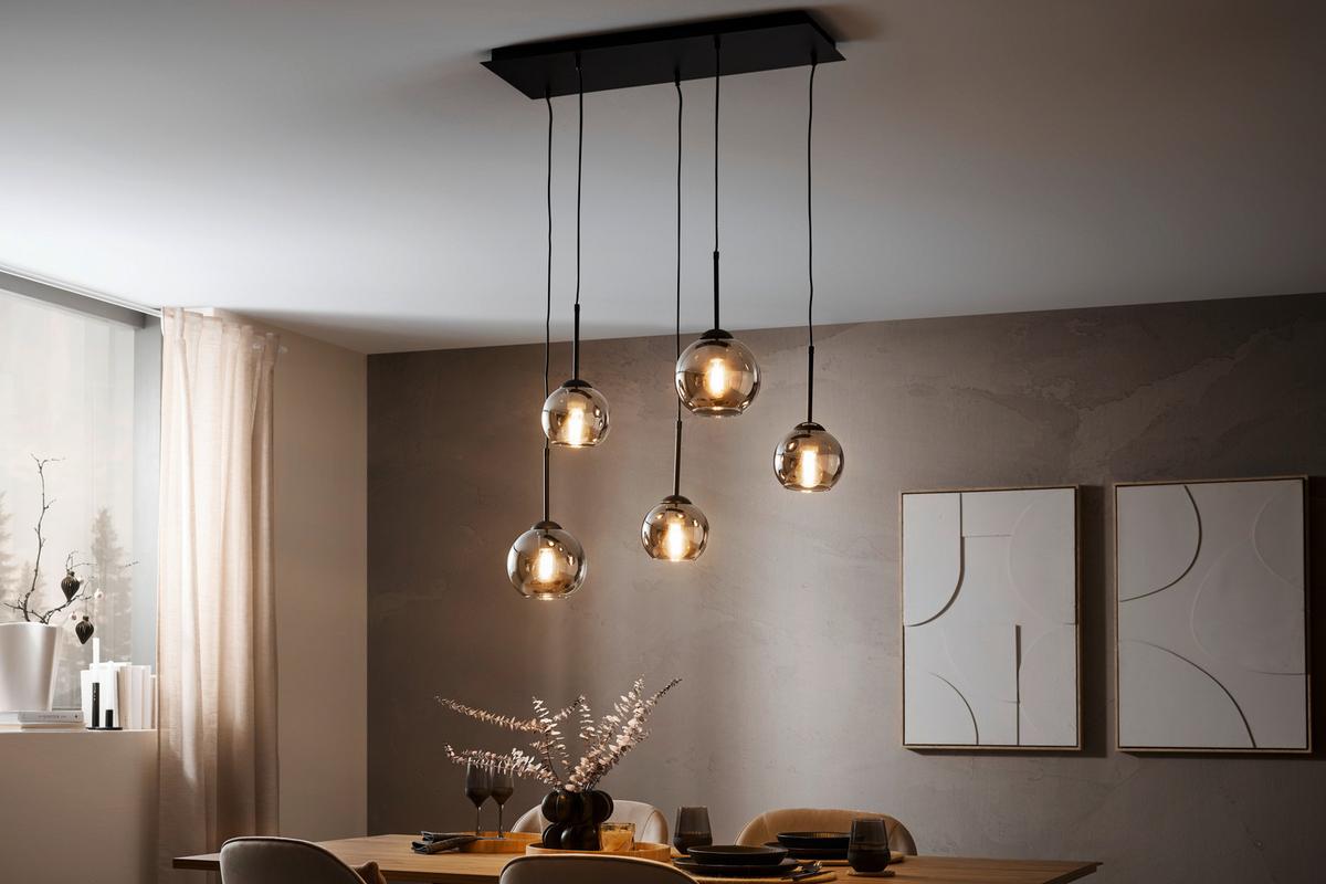 Závěsné svítidlo LUFOO - černá/barvy chromu, Moderní, kov/sklo (75/25/120cm) - Premium Living