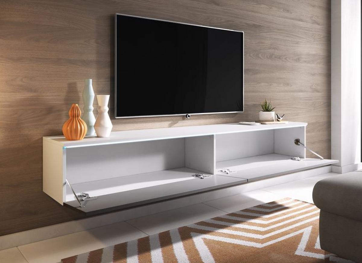 TV nízka komoda bílá matní/šedá VL - bílá/šedá, Lifestyle, kompozitní dřevo/plast (180/30/33cm) - P & B