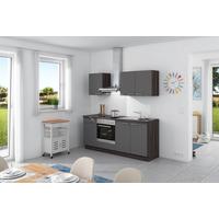 Küchenzeile Base ohne Geräte 200 cm Anthrazit/Eiche Grau - Eichefarben/Anthrazit, Design, Holzwerkstoff (200cm) - Express