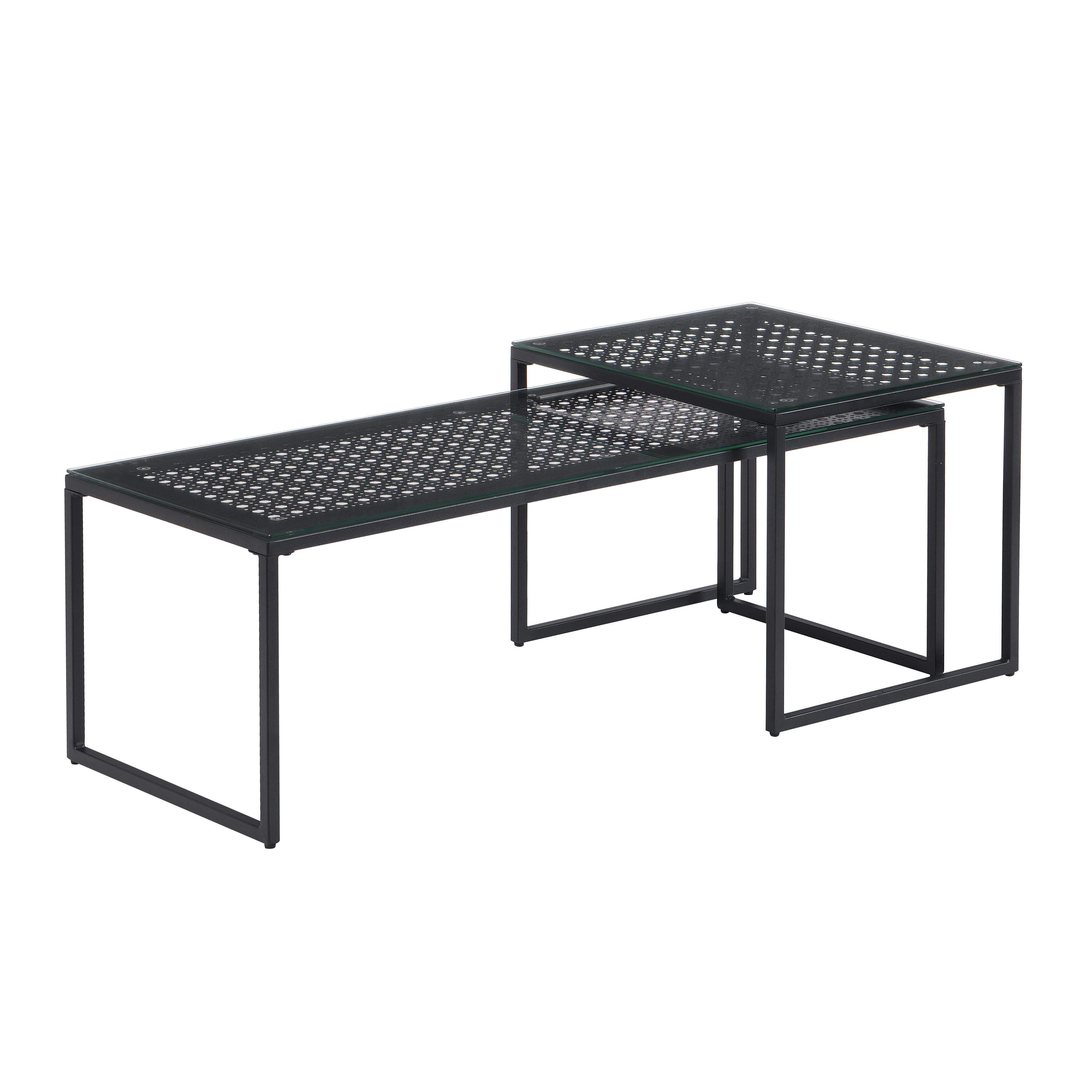 SATZTISCH Schwarz L: 100cm - Schwarz, Design, Glas/Metall (100/40/35cm) - MID.YOU