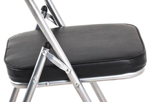 Klappsessel Kurt Stahl/lederlook - Schwarz/Alufarben, MODERN, Textil/Metall (47/79/53cm)