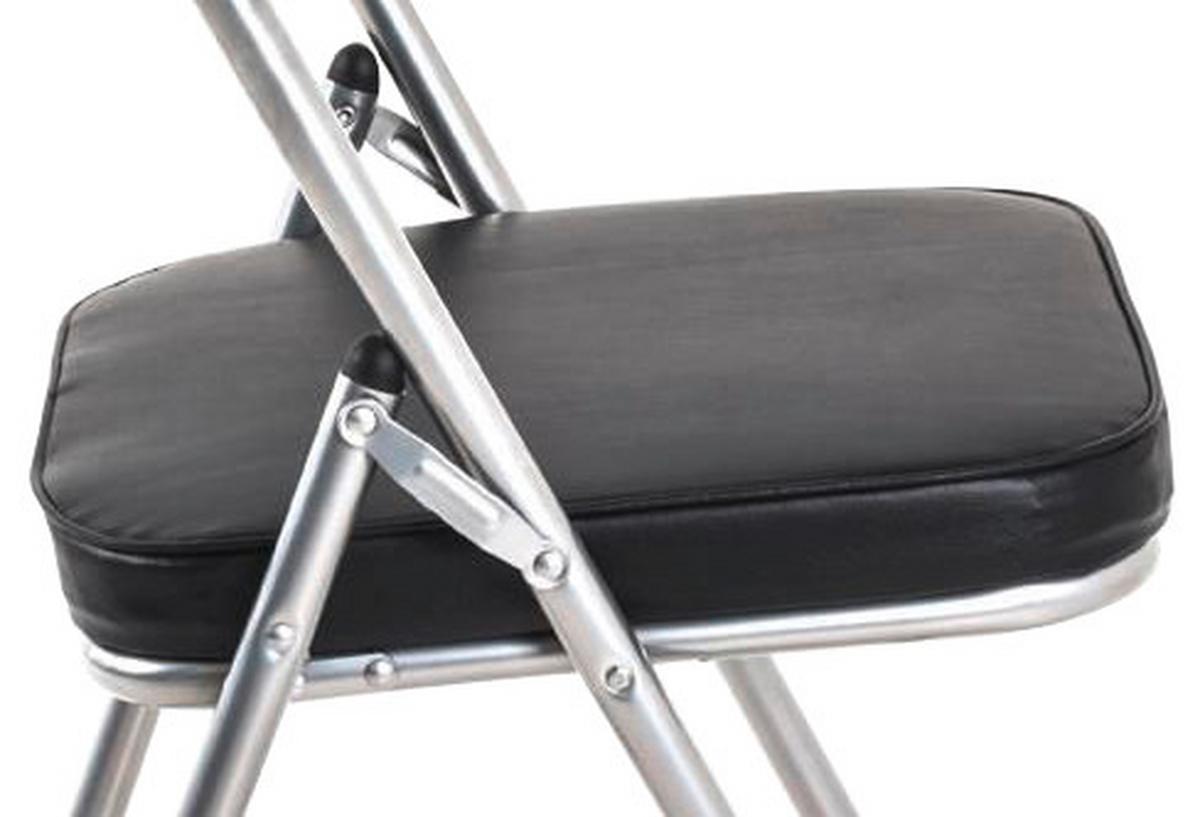 Klappsessel Kurt Stahl/lederlook - Schwarz/Alufarben, MODERN, Textil/Metall (47/79/53cm)
