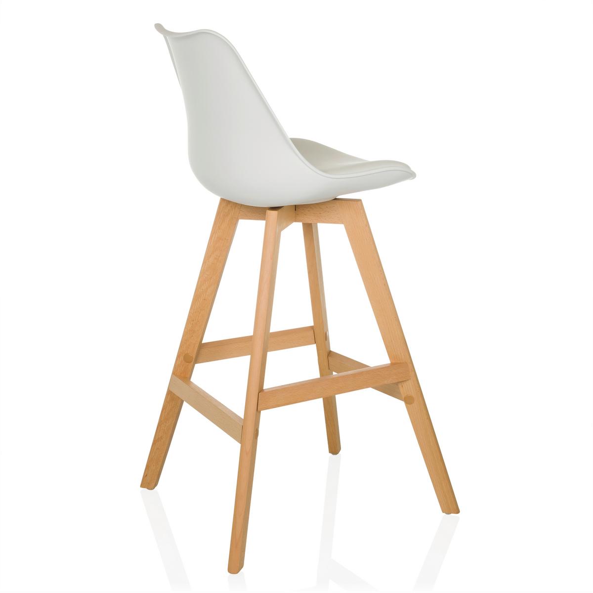 Barhocker-Set Scandi High Weiß B: 51 cm - Buchefarben/Weiß, MODERN, Holz/Kunststoff (51/99/51cm) - MID.YOU