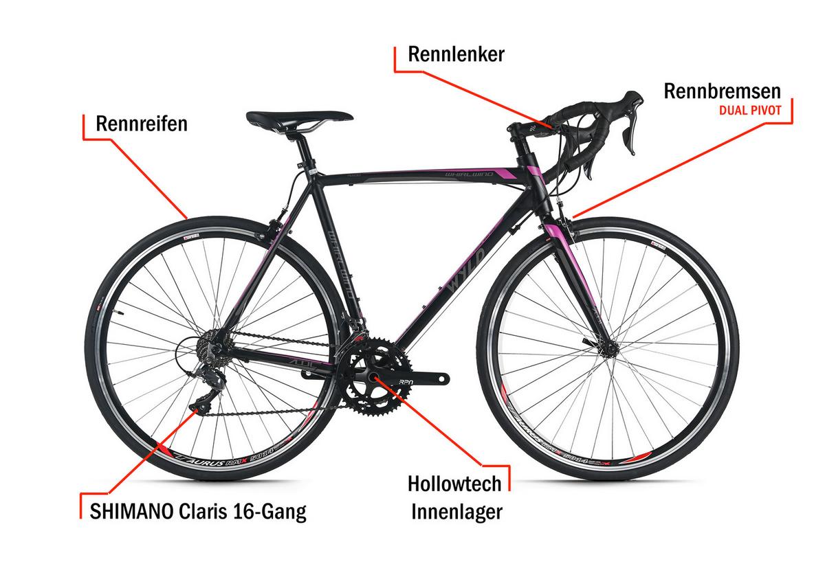 Wyld Rennrad Whirlwind 100 28 Zoll Rh 58 Cm - Schwarz, Basics, Metall