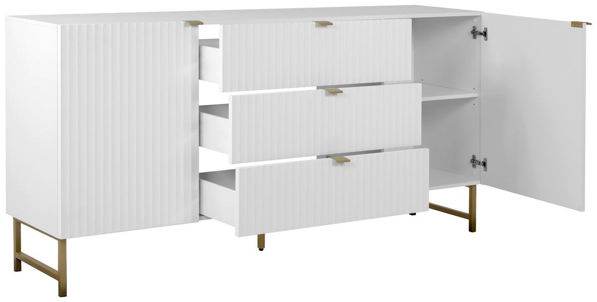 Sideboard Edinburgh 179 cm Weiß - Goldfarben/Weiß, Design, Holzwerkstoff (179/90/41cm) - MID.YOU
