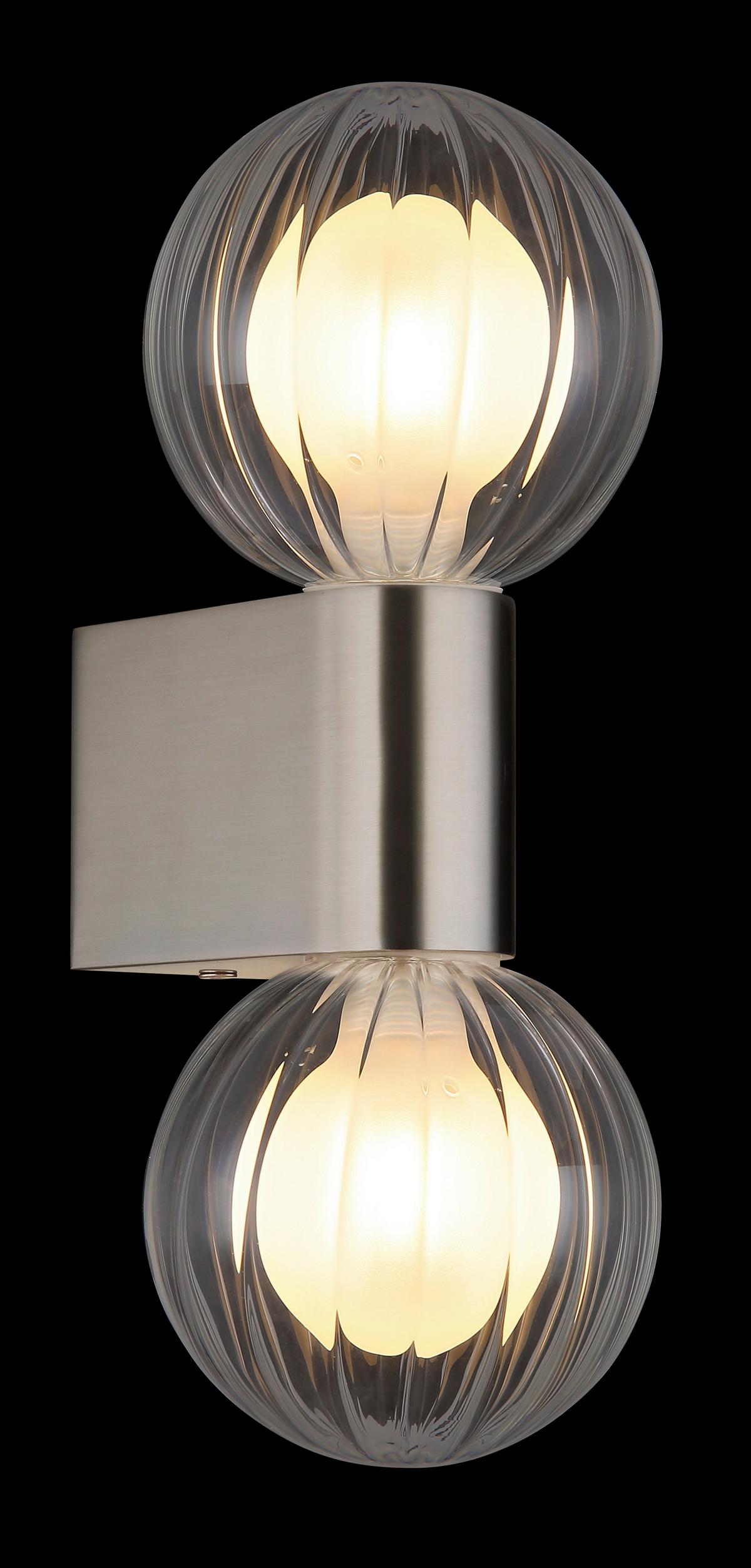 Badezimmer-Wandleuchte 41928-2n - Klar, KONVENTIONELL, Glas/Metall (10/12/26,5cm) - Globo