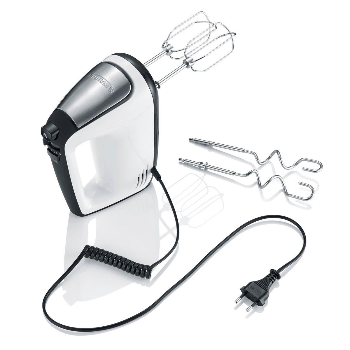 Handmixer Severin Schwarz/Weiß 400W Turboschalter - Edelstahlfarben/Schwarz, Basics, Kunststoff/Metall (9/20/30cm) - Severin