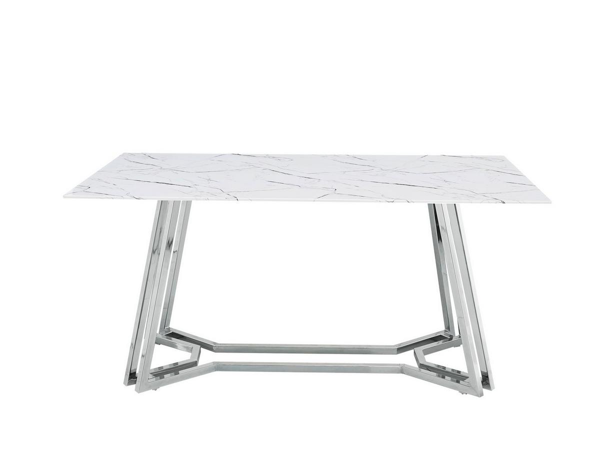 Esstisch Weiß/chromfarben B: 160 Cm - Chromfarben/Weiß, MODERN, Glas/Metall (160/90/76cm) - Livetastic