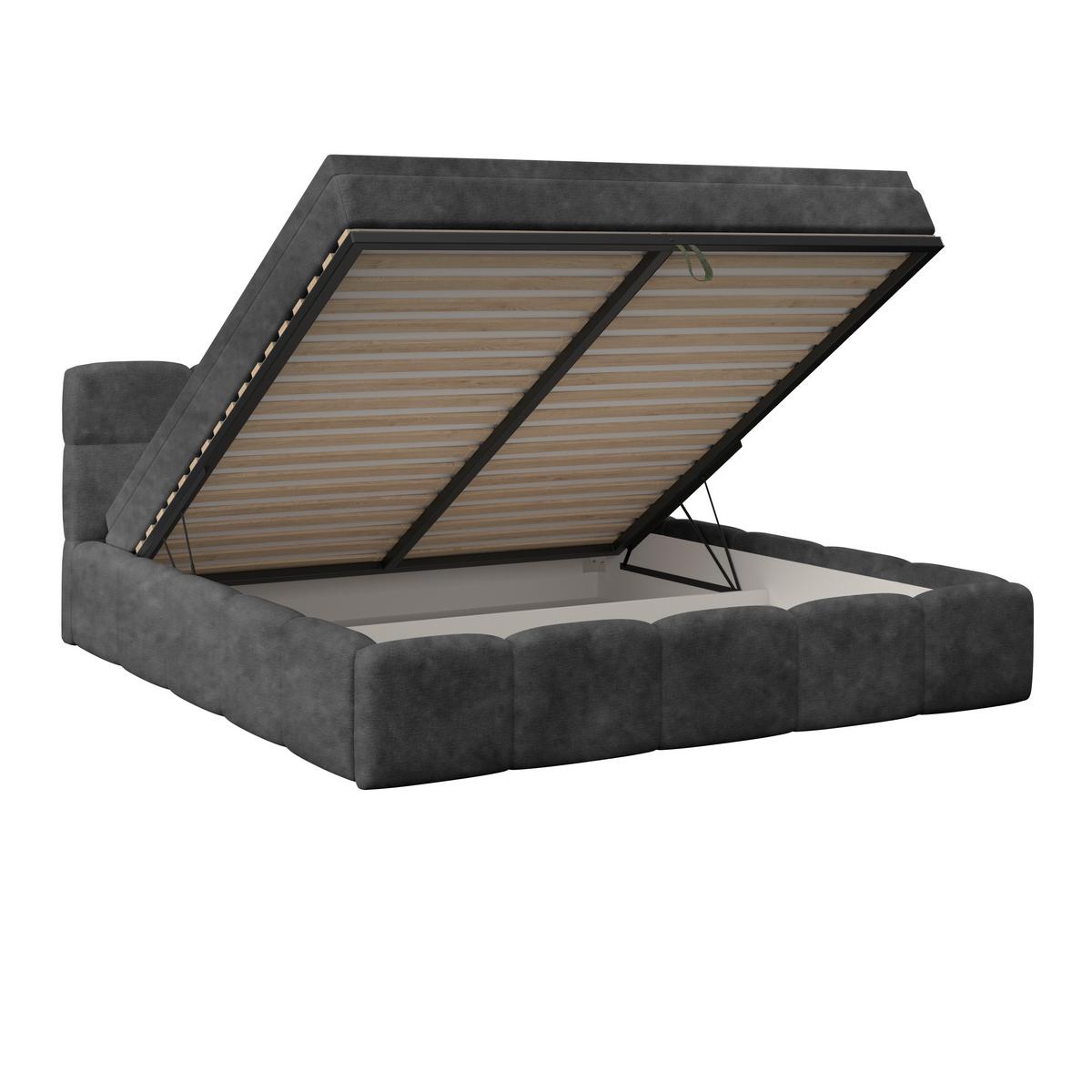 Polsterbett Noe Schwarz 180x200 cm - Schwarz, Trend, Textil/Metall (180/200cm)