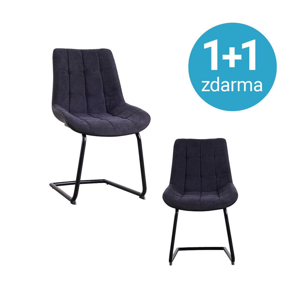 Židle MARILEA 1 +1 zdarma (1*kus=2 Produkty) - černá/tmavě šedá, Moderní, kov/textil (53/86/61cm) - Based