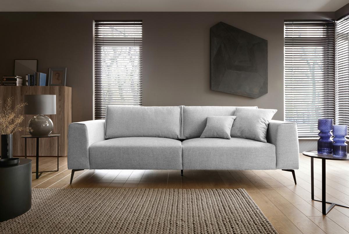 Čtyřmístná pohovka SEUL, světle šedá - černá/světle šedá, Design, kov/dřevo (302/87/88cm) - MID.YOU