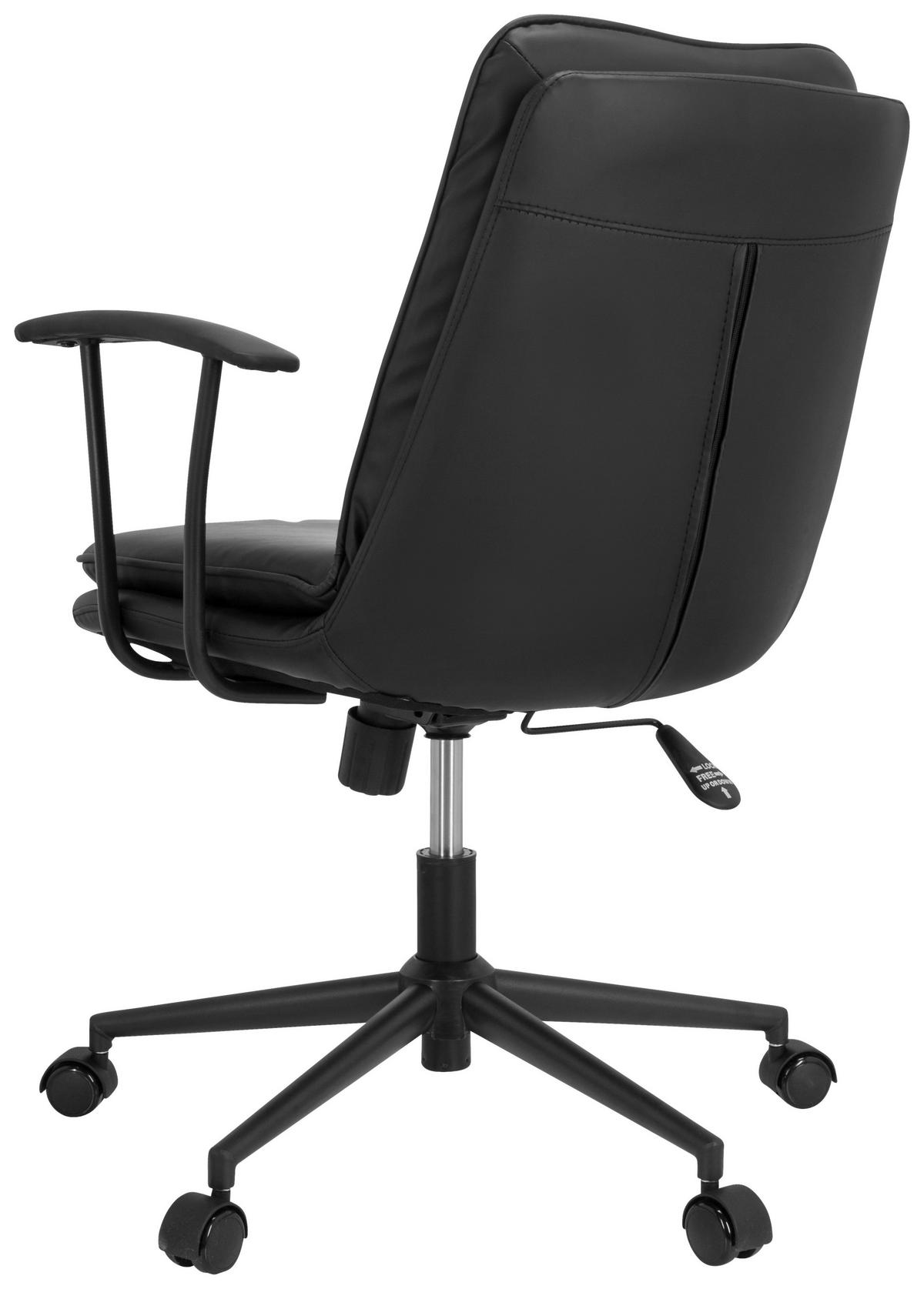 Bürostuhl Smallo Schwarz Lederlook Bis 80 Kg - Schwarz, Basics, Kunststoff/Textil (59/84/59cm) - MID.YOU