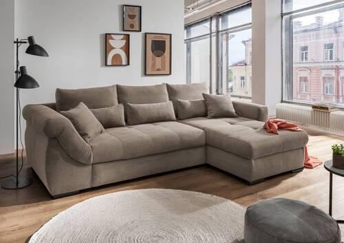 Ecksofa Federico Graubraun S: 302/188 cm - Graubraun/Schwarz, MODERN, Holz/Textil (302/188cm) - MID.YOU