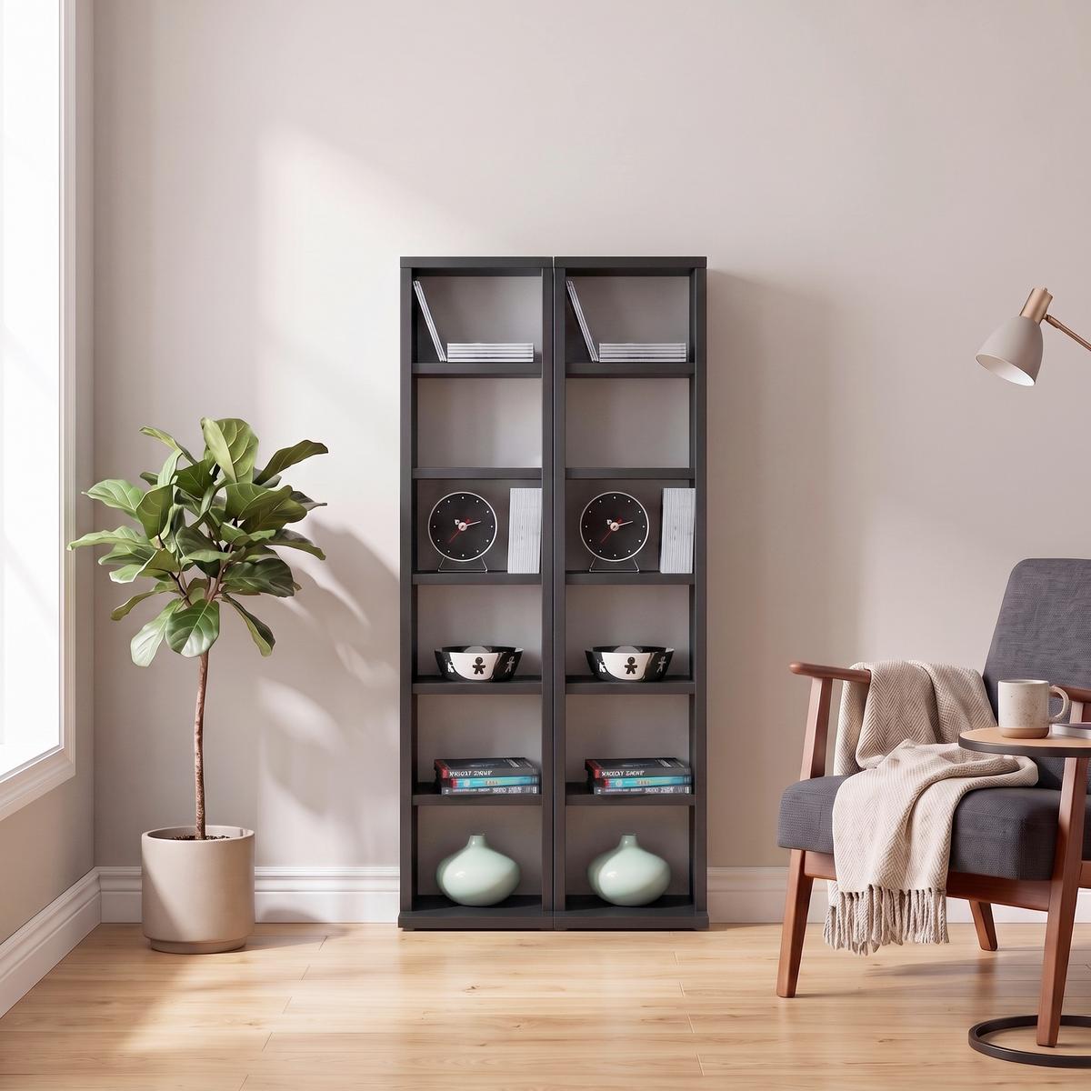 CD Regál Milano š:42 cm čierny - čierna, Konventionell, kompozitné drevo (42/92/20cm) - MID.YOU