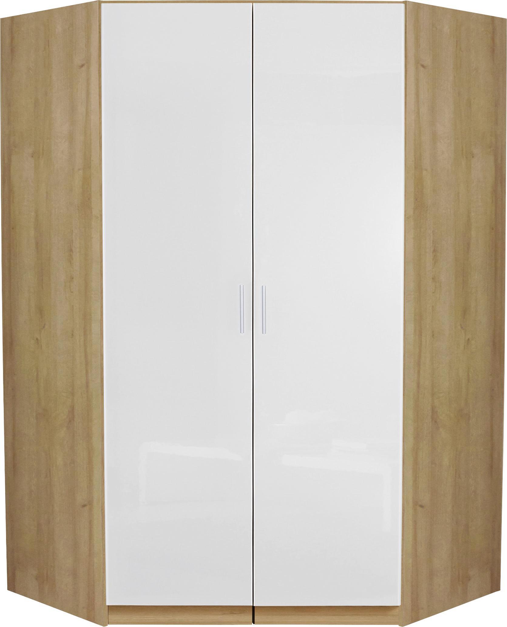 Eckschrank Celle B:117cm Weiß/ Riviera Eiche Dekor - Weiß, MODERN, Holzwerkstoff (117/197/117cm)