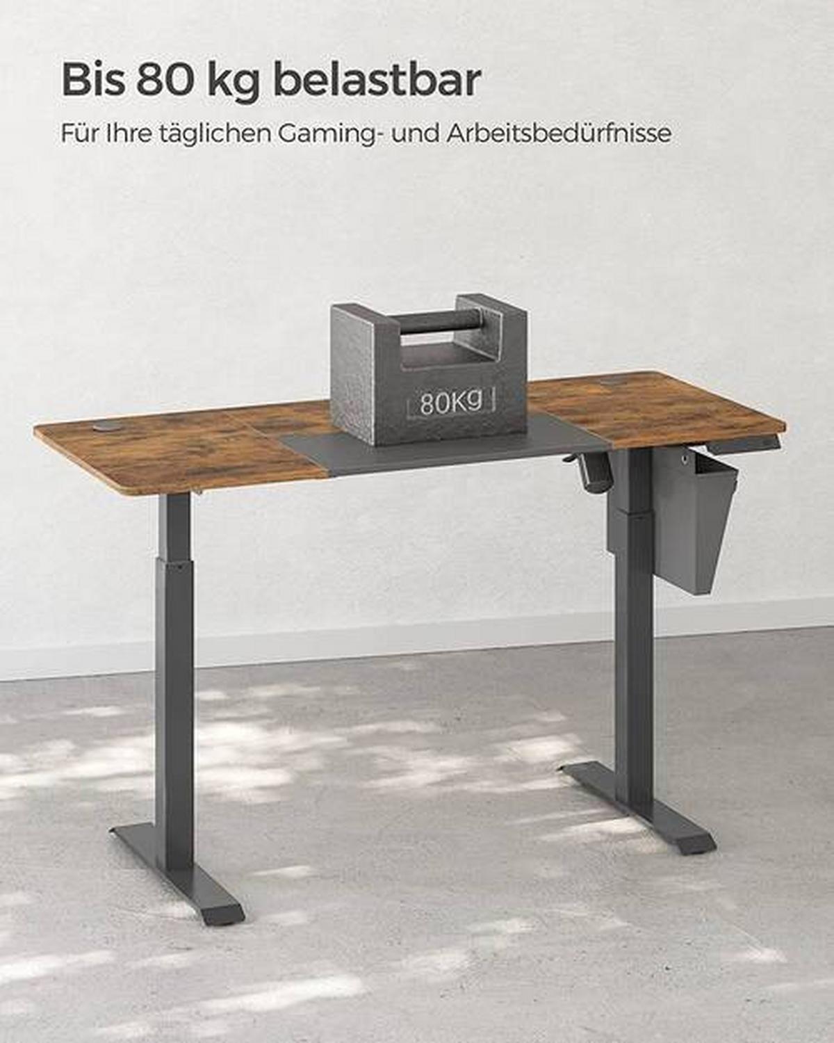 PC stôl IRON - hnedá/čierna, Basics, kov/kompozitné drevo (140/60/72-120cm) - Boxxx