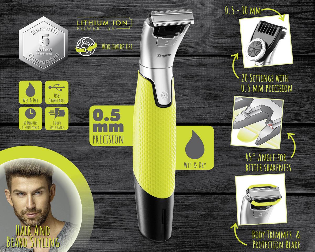 Haarschneider Vario Blade Abwaschbar - Grün, Basics, Kunststoff (10/4,8/20,3cm) - Trisa Electronics