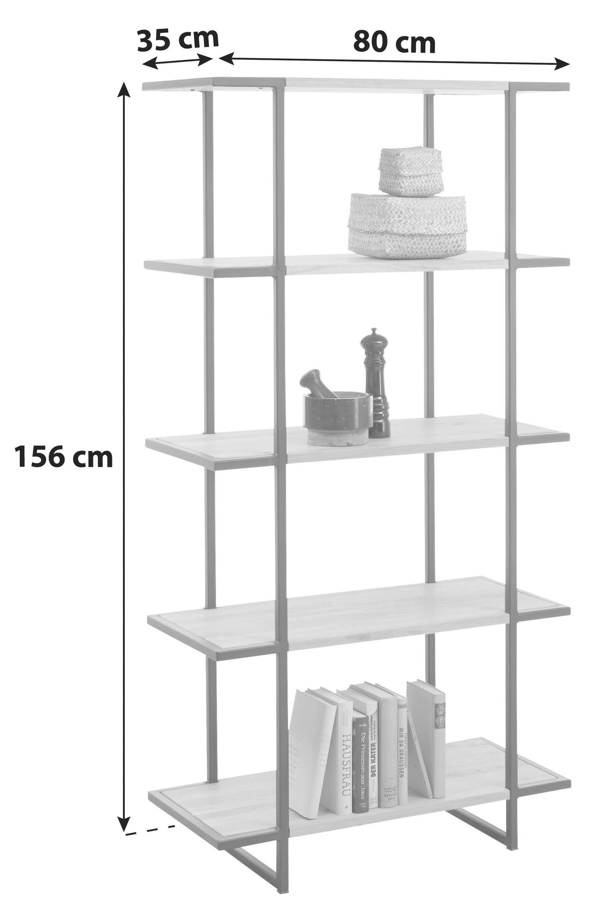 Regal Massivholz Francesco 3 B: 80 Cm Eiche/schwarz - Eichefarben/Schwarz, Natur, Holz/Metall (80/156/35cm) - Livetastic