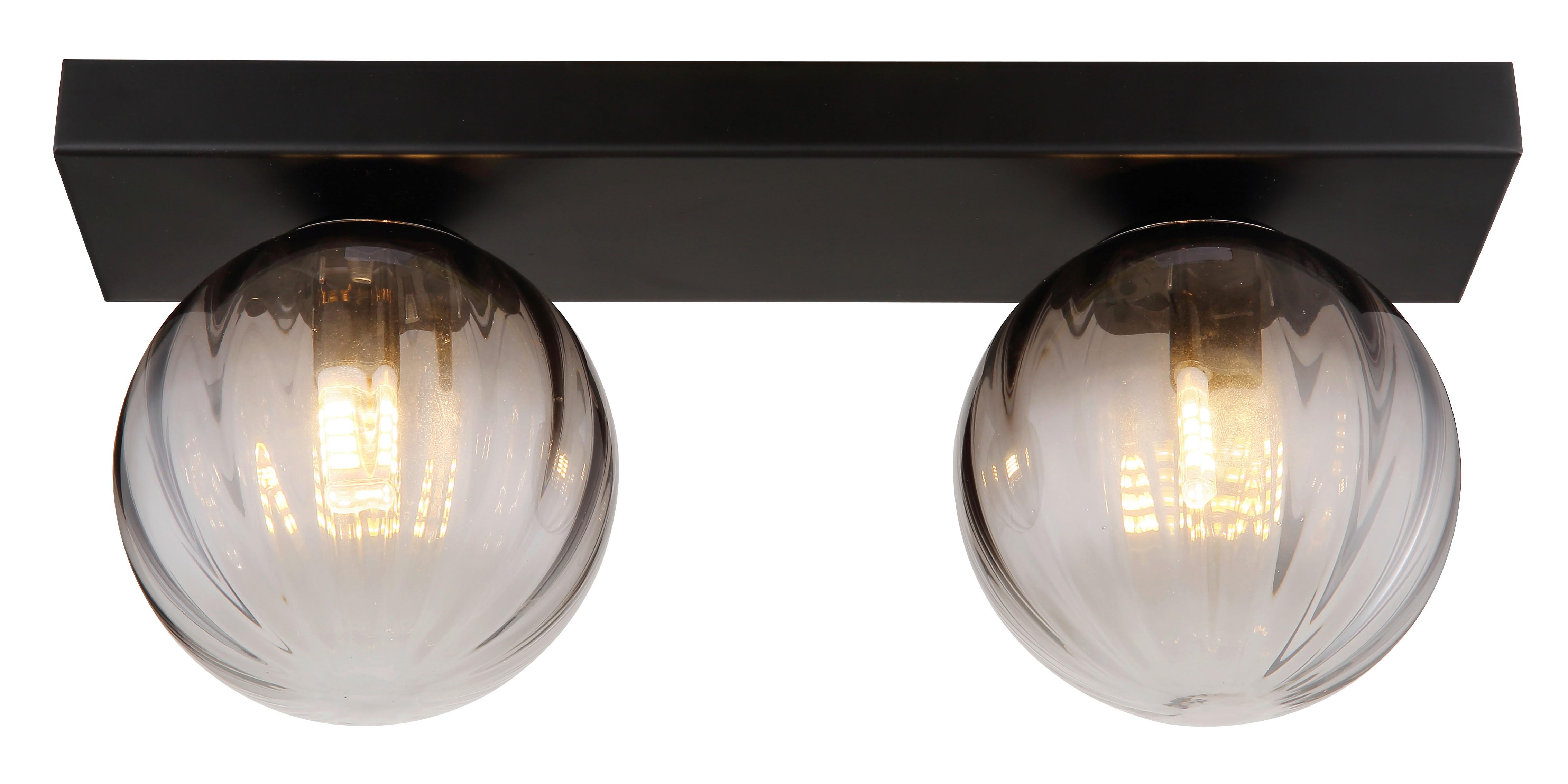Wandleuchte 15216-2 - Klar/Schwarz, Design, Glas/Metall (35/12/15cm) - Globo