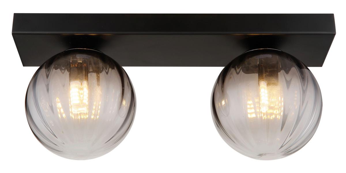 Wandleuchte 15216-2 - Klar/Schwarz, Design, Glas/Metall (35/12/15cm) - Globo