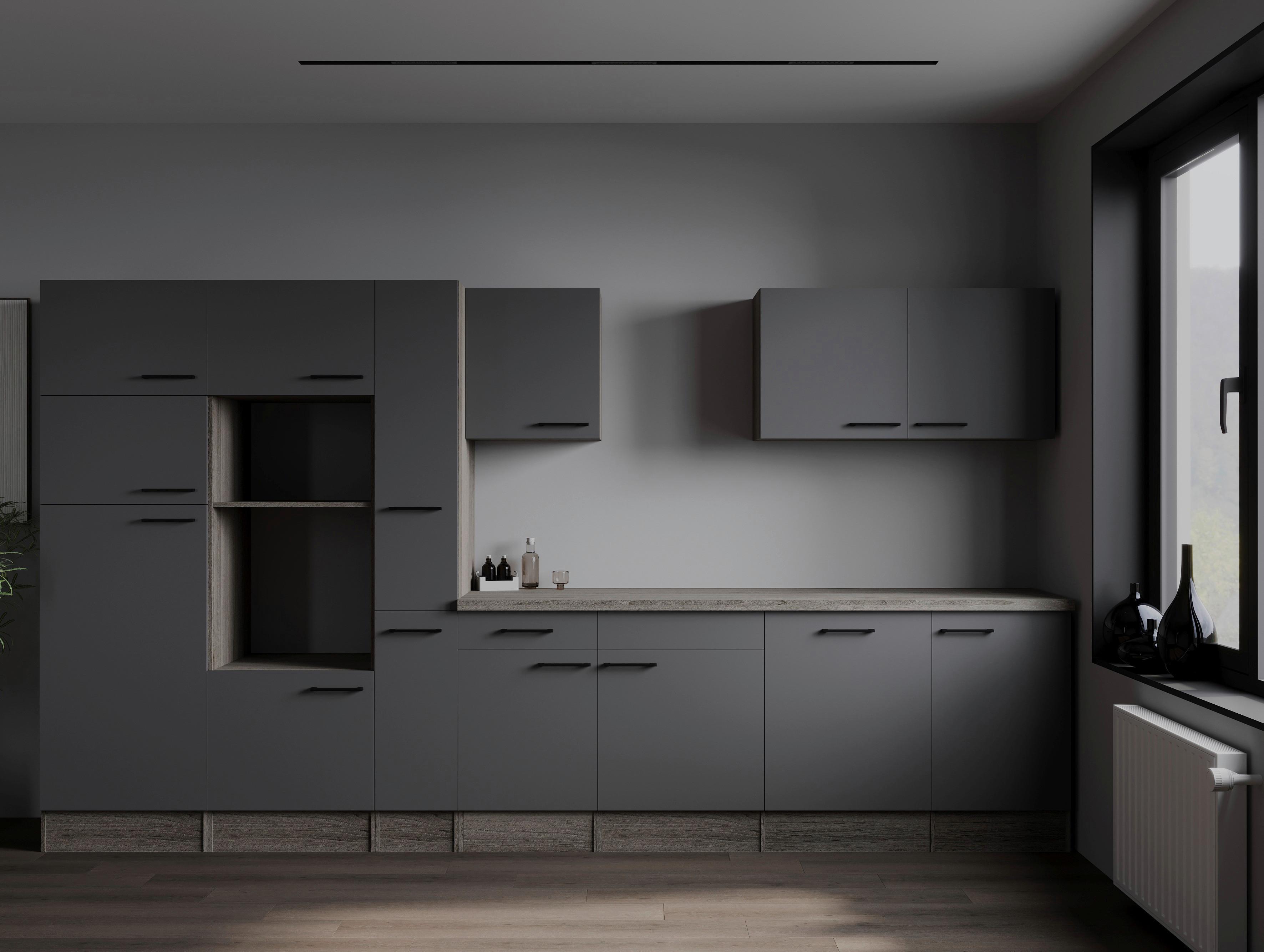 Küchenleerblock Oliver Grau, Eiche Dekor B: 370 Cm - Eichefarben/Grau, Design, Holzwerkstoff (370cm) - Respekta