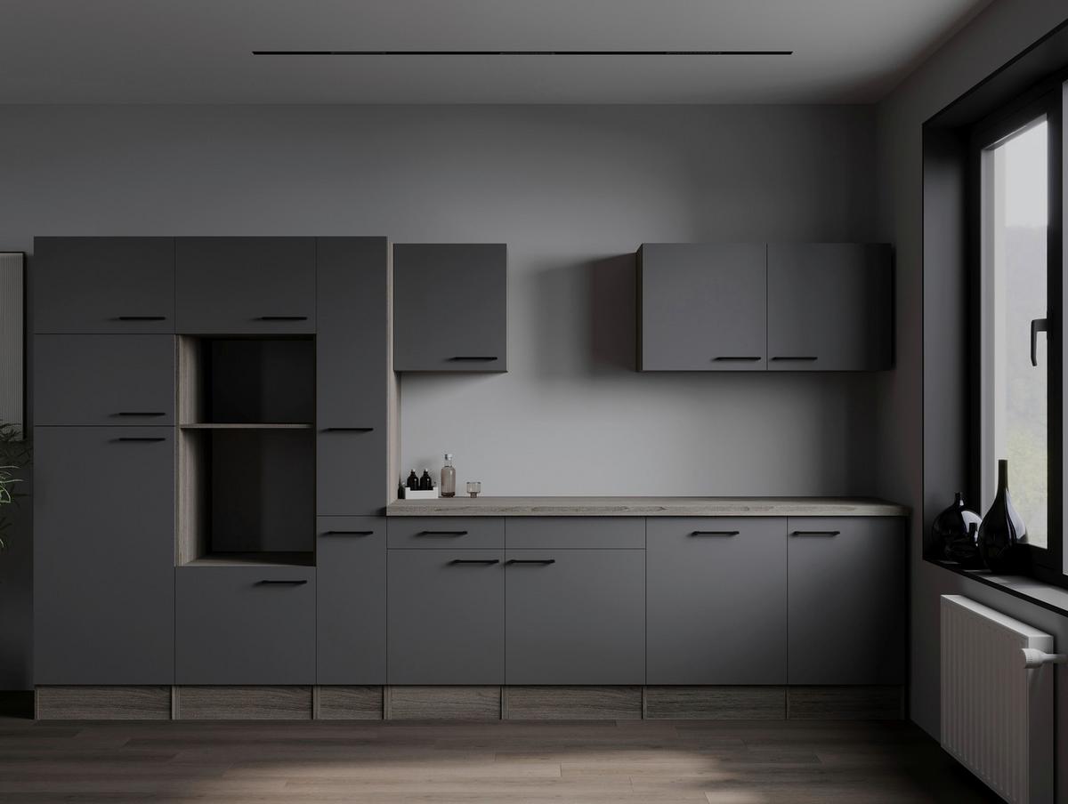 Küchenleerblock Oliver Grau, Eiche Dekor B: 370 Cm - Eichefarben/Grau, Design, Holzwerkstoff (370cm) - Respekta