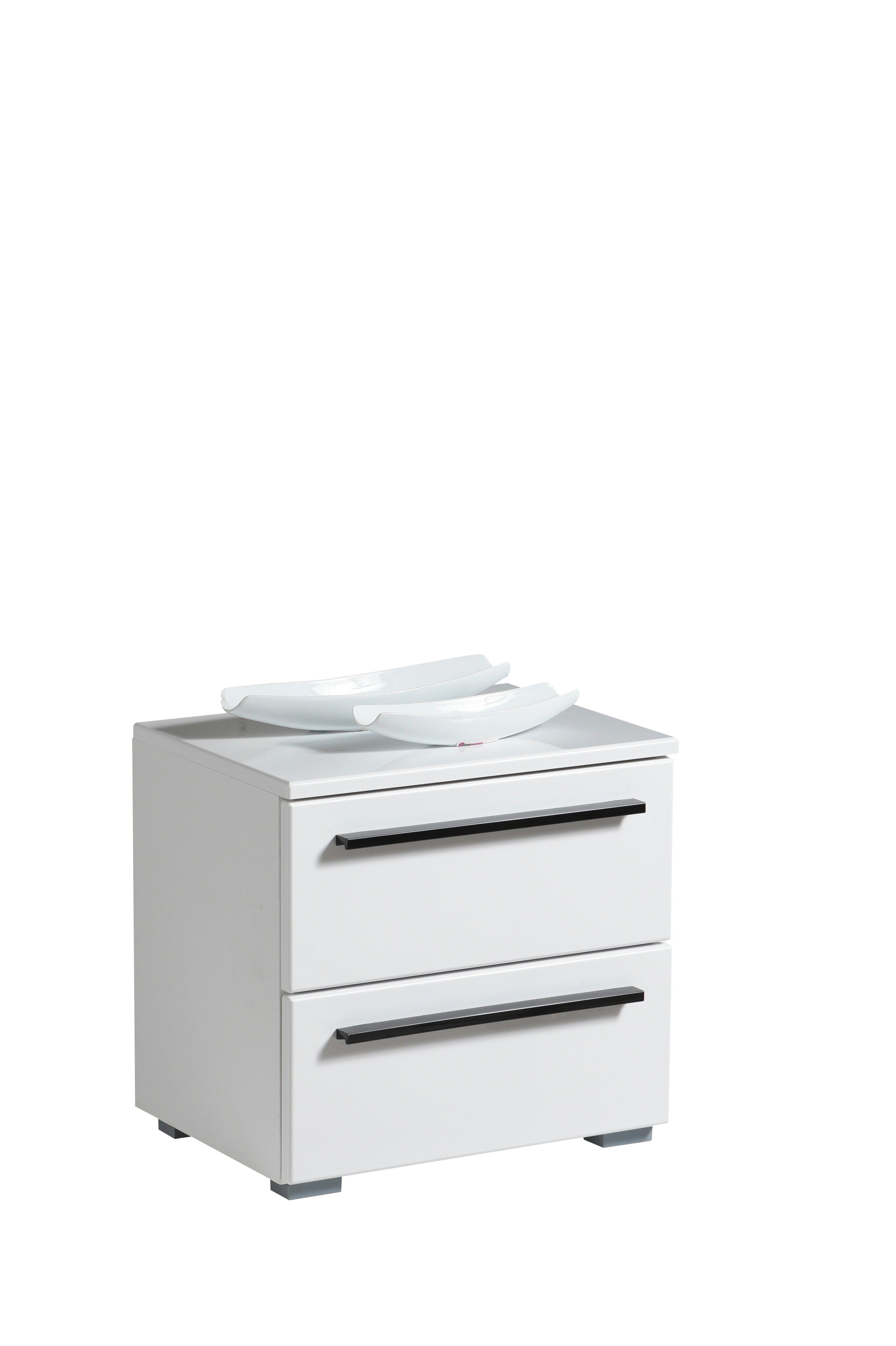 Éjjeliszekrény Ksanti - fehér/magasfényű fehér, Basics, faalapú anyag (262,5/224/65,5cm)