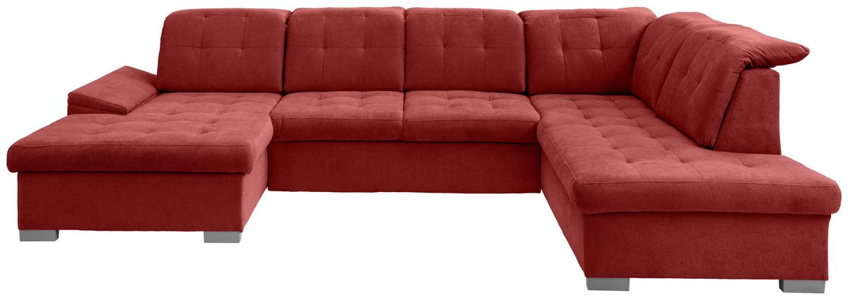 Wohnlandschaft Zira Rot U: 169x330x212cm - Chromfarben/Rot, MODERN, Textil (169/330/212cm) - Livetastic