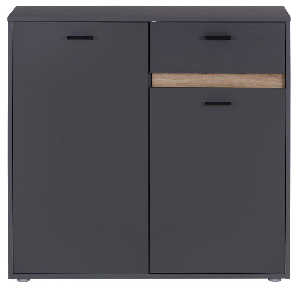 Kommode mit Bügelgriff B: 93,4 cm Slot 2t Dunkelgrau - Dunkelgrau, MODERN, Holzwerkstoff (93,4/90/40cm)