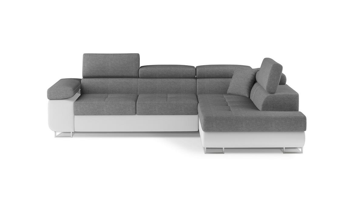 Ecksofa Anton Grau, Weiß S: 272x203 Cm - Chromfarben/Weiß, Design, Textil (272/203cm) - MID.YOU