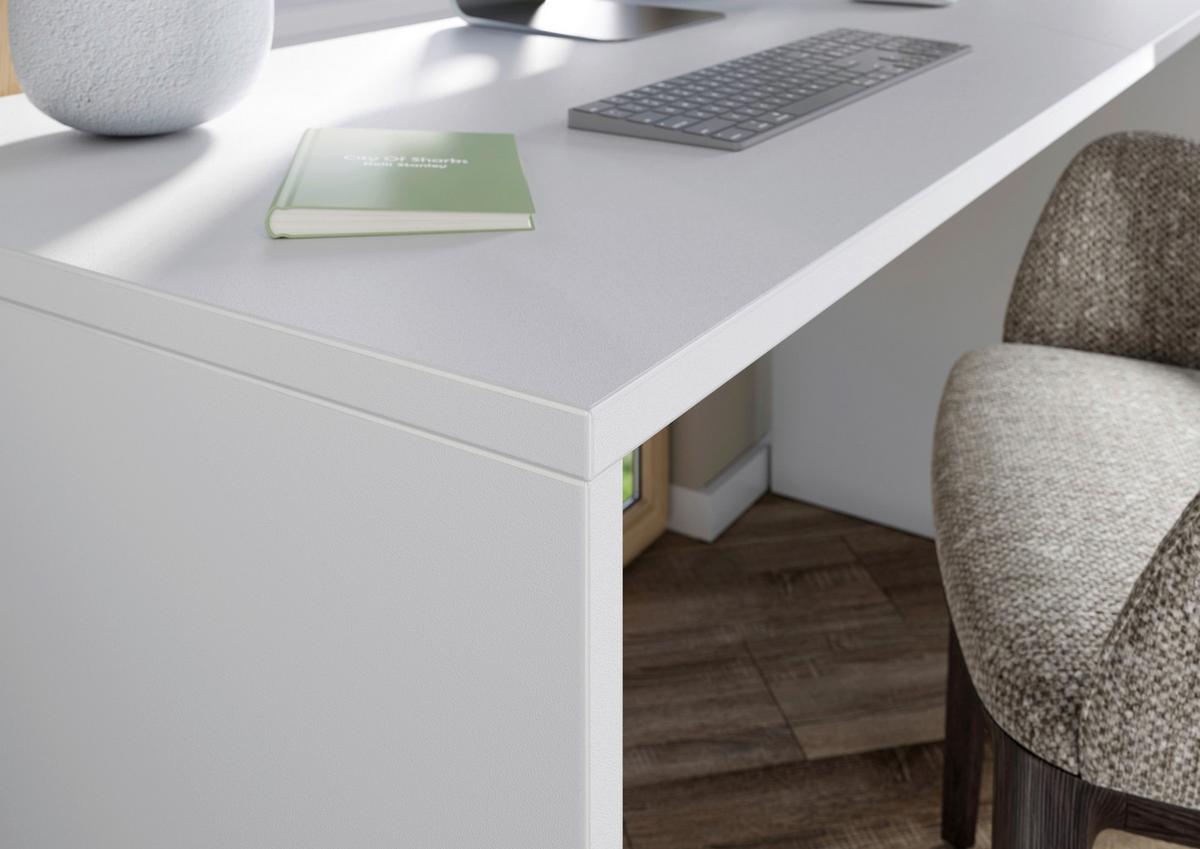 Schreibtisch Hasselt Weiß/Eiche Dekor L: 140cm - Eichefarben/Weiß, MODERN, Holzwerkstoff (140/60/75cm) - Germania