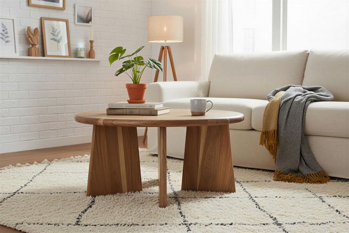 COUCHTISCH Akazie Natur B: 90cm - Naturfarben, Design, Holz (90/90/44cm) - MID.YOU