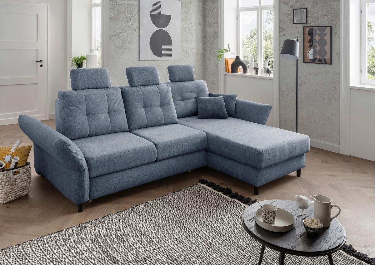 Ecksofa Brizzini Hellblau S: 250-280/176 Cm - Blau/Silberfarben, MODERN, Holz/Textil (250-280/176cm) - Livetastic