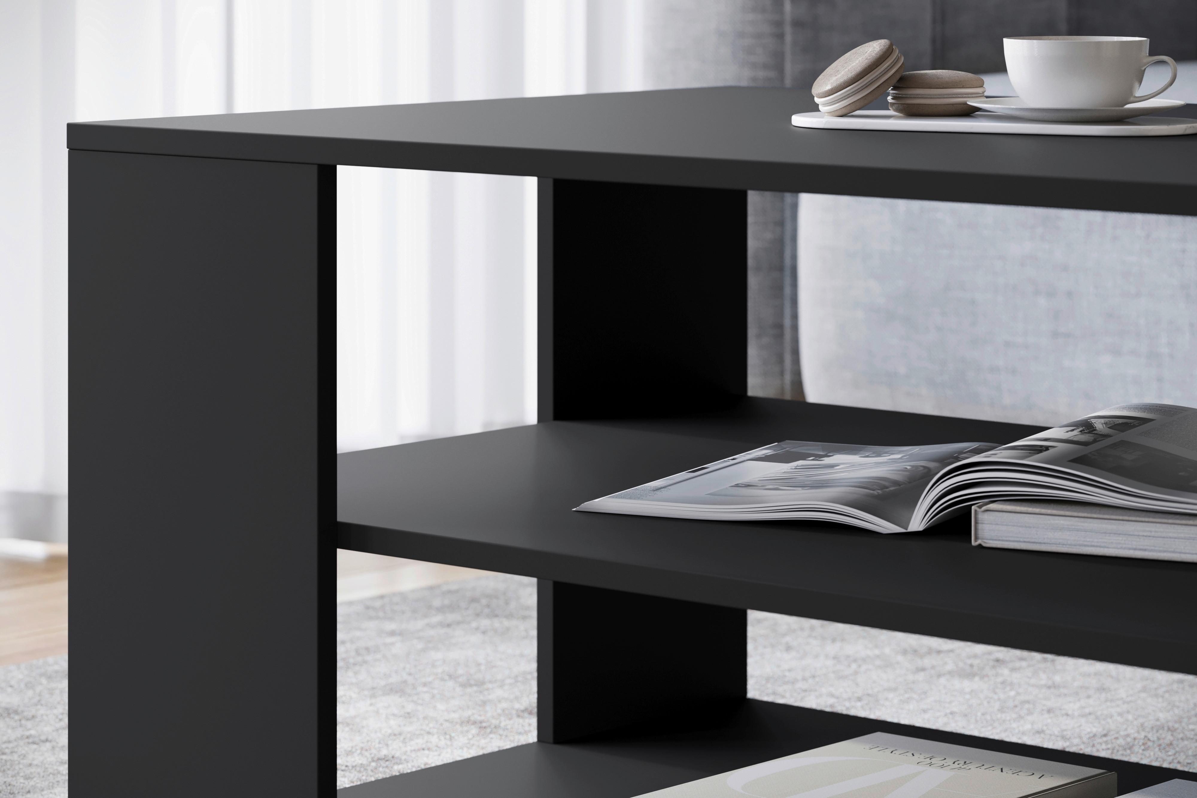 Couchtisch Narobi-I Schwarz B: 100 cm - Schwarz/Grau, Trend, Holzwerkstoff/Kunststoff (100/45/60cm) - Livetastic