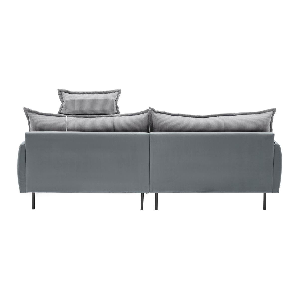 Rohová sedačka NUOVO, obojstranná, sivá - čierna/sivá, Modern, kov/textil (245/72-113/190cm) - Mömax