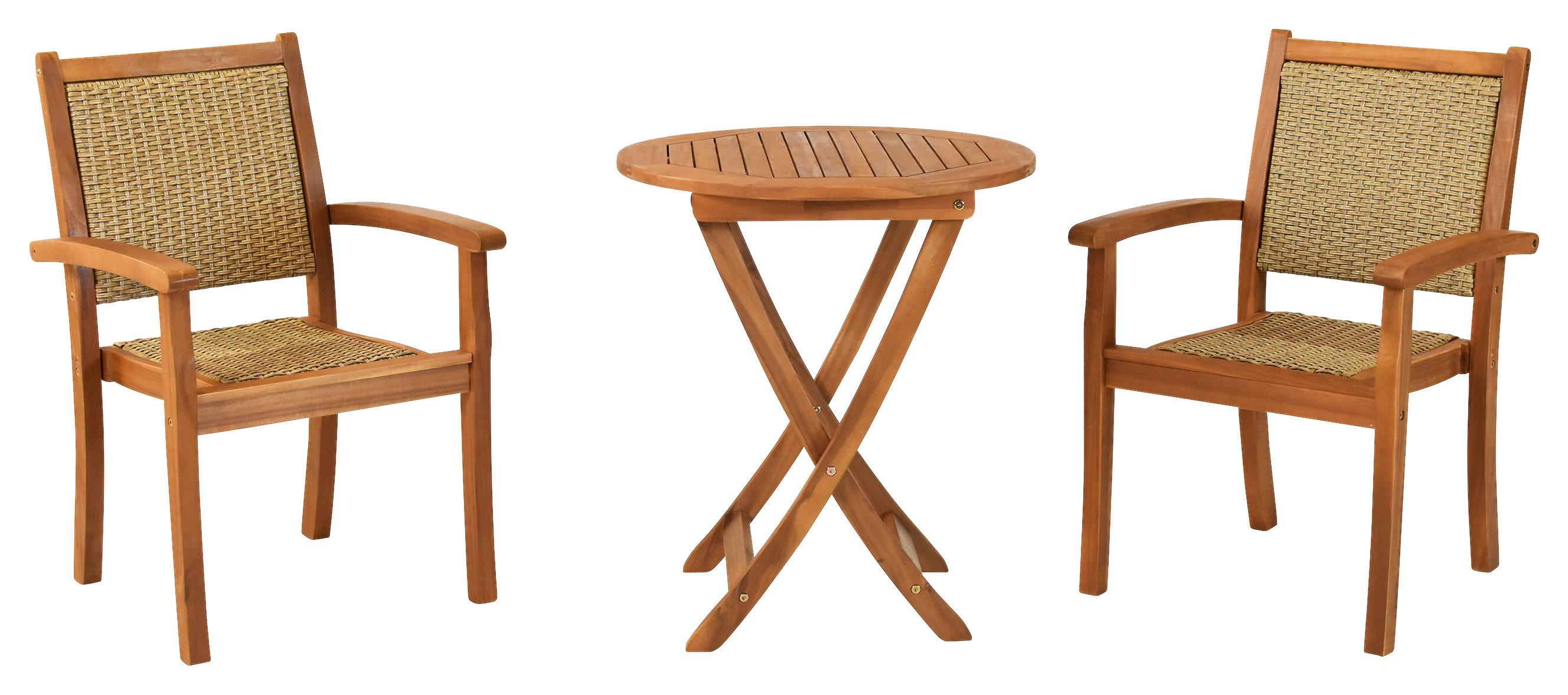 Gartenmöbel Set 3-Tlg Castilla Aus Akazienholz/Kunststoff - Naturfarben, MODERN, Holz/Kunststoff - Gardenson