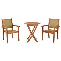 Gartenmöbel Set 3-tlg Castilla Aus Akazienholz/kunststoff - Naturfarben, MODERN, Holz/Kunststoff - Gardenson