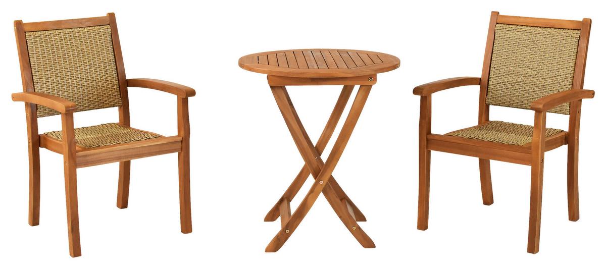 Gartenmöbel Set 3-tlg Castilla Aus Akazienholz/kunststoff - Naturfarben, MODERN, Holz/Kunststoff - Gardenson