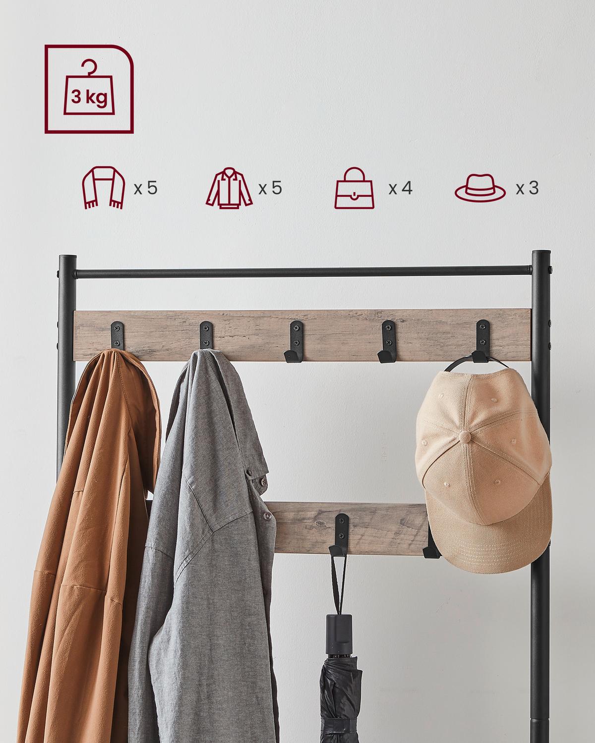 ŠATNA GRAU - šedá/černá, Trend, kov/kompozitní dřevo (70/175/32cm) - Boxxx