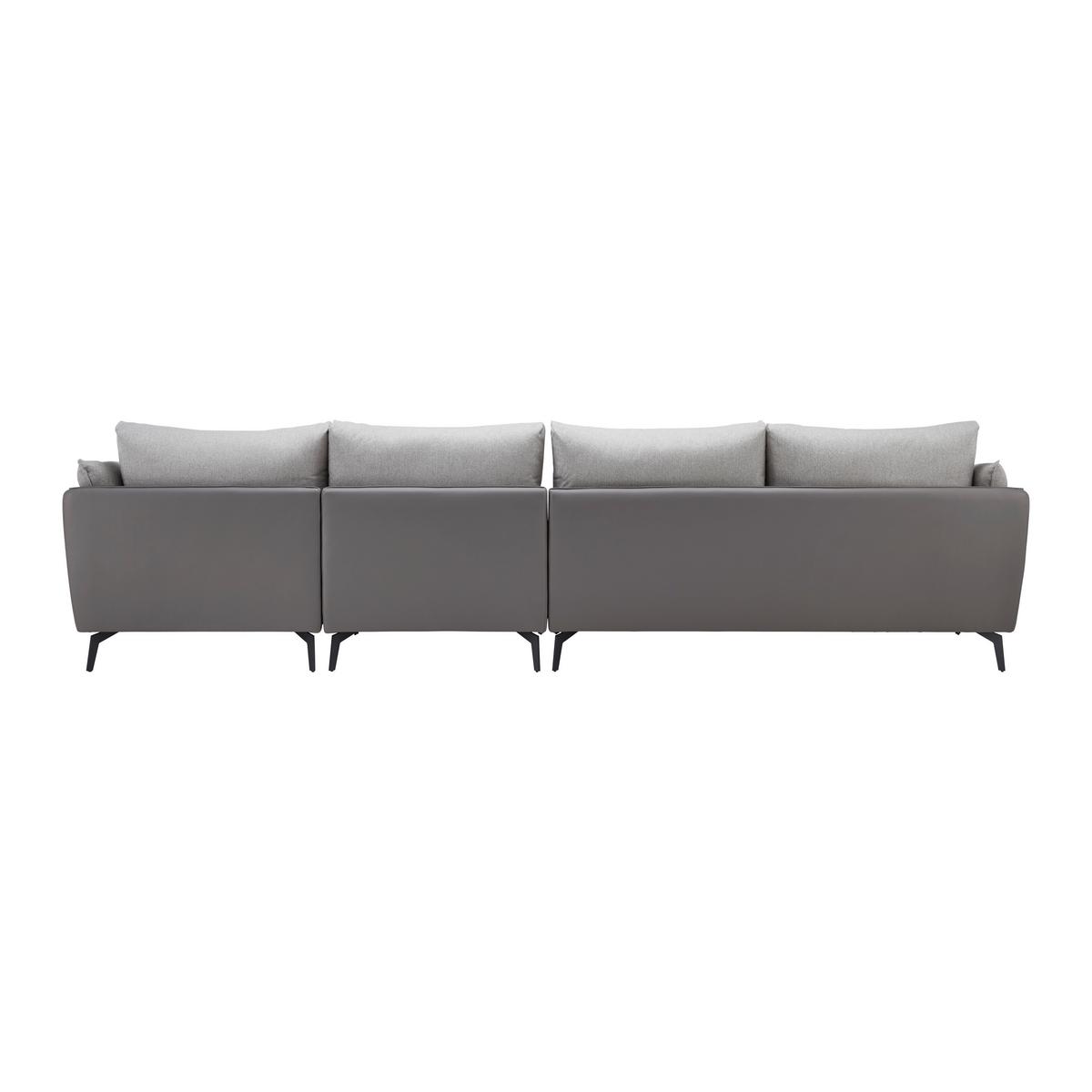 Sedací suoprava ELICIA šedá - černá/světle šedá, Moderní, kov/dřevo (364/88/172cm) - Bessagi Home