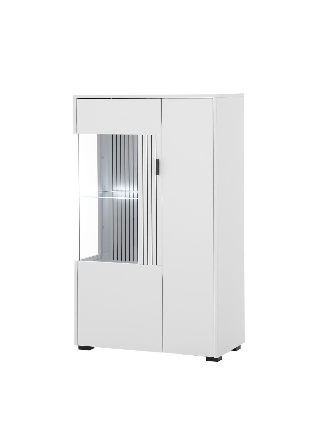 Vitrine Hudson Schwarz/Weiß B: 75 cm - Schwarz/Weiß, Design, Glas/Holzwerkstoff (75/125/38cm) - MID.YOU