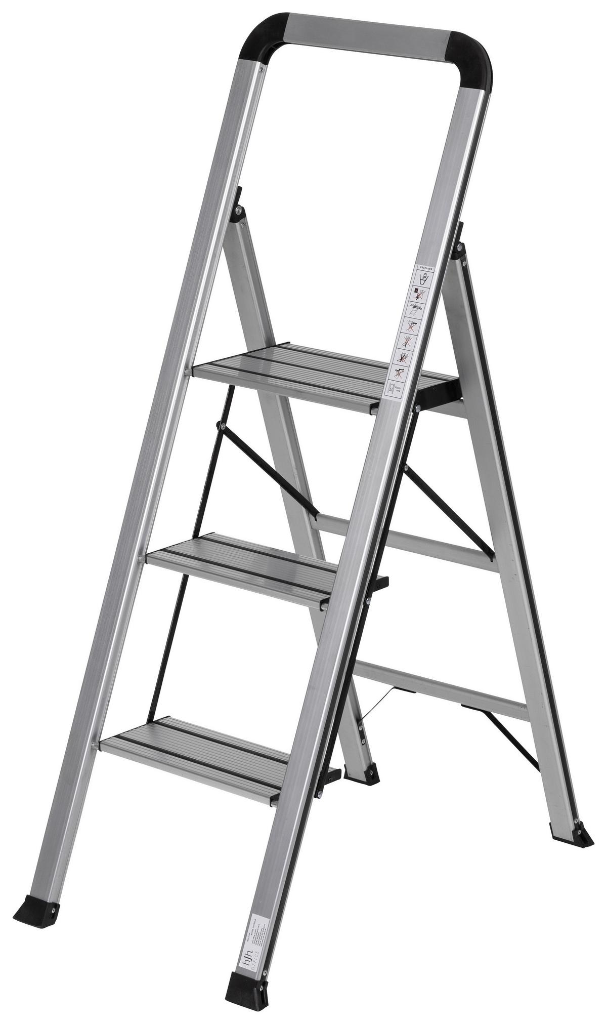 Klapptrittleiter Solid V - Alufarben, Basics, Metall (42/128/5cm) - MID.YOU