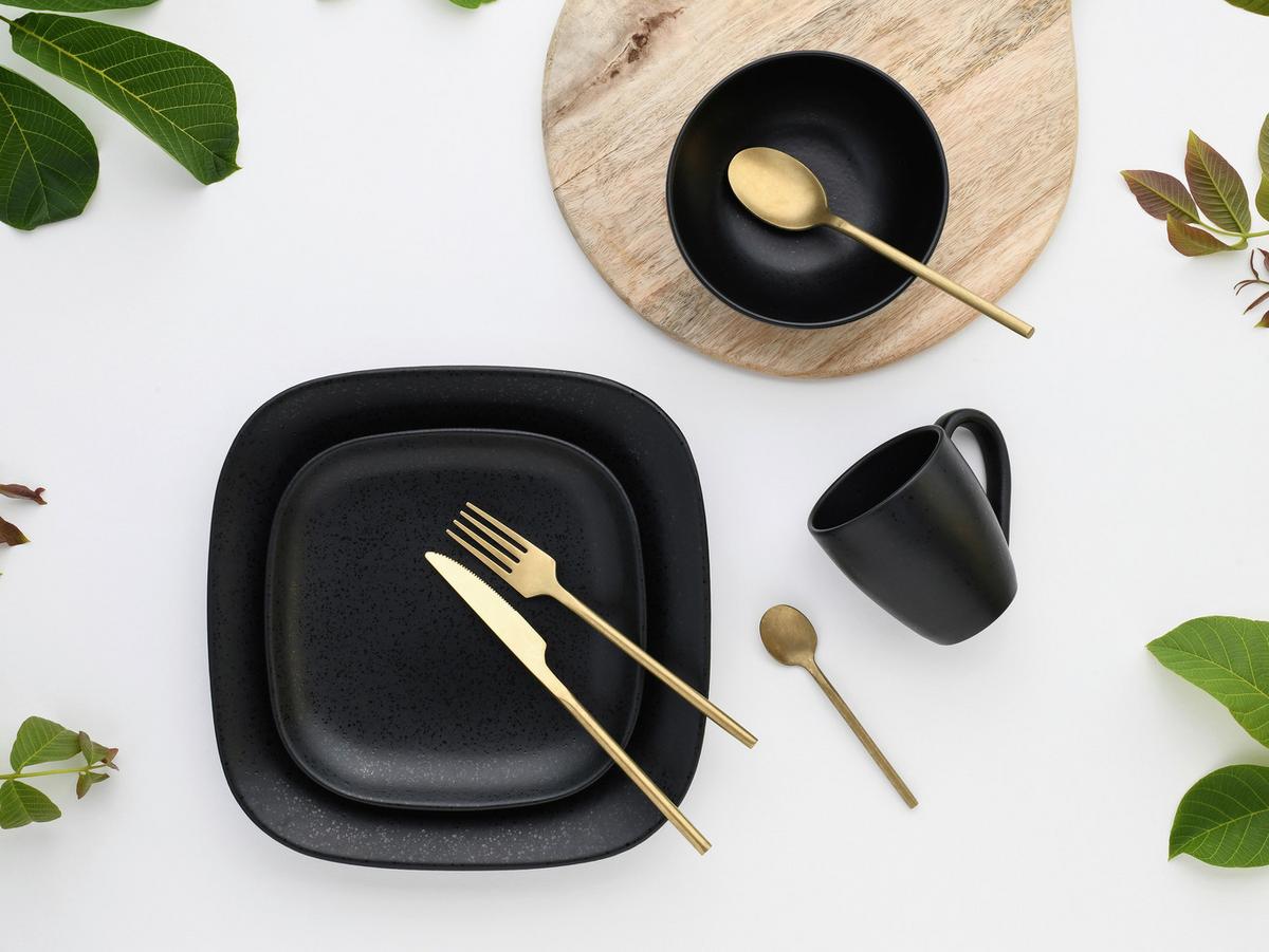 Kombiservice Square Schwarz 16-teilig - Schwarz, Basics, Keramik - Creatable