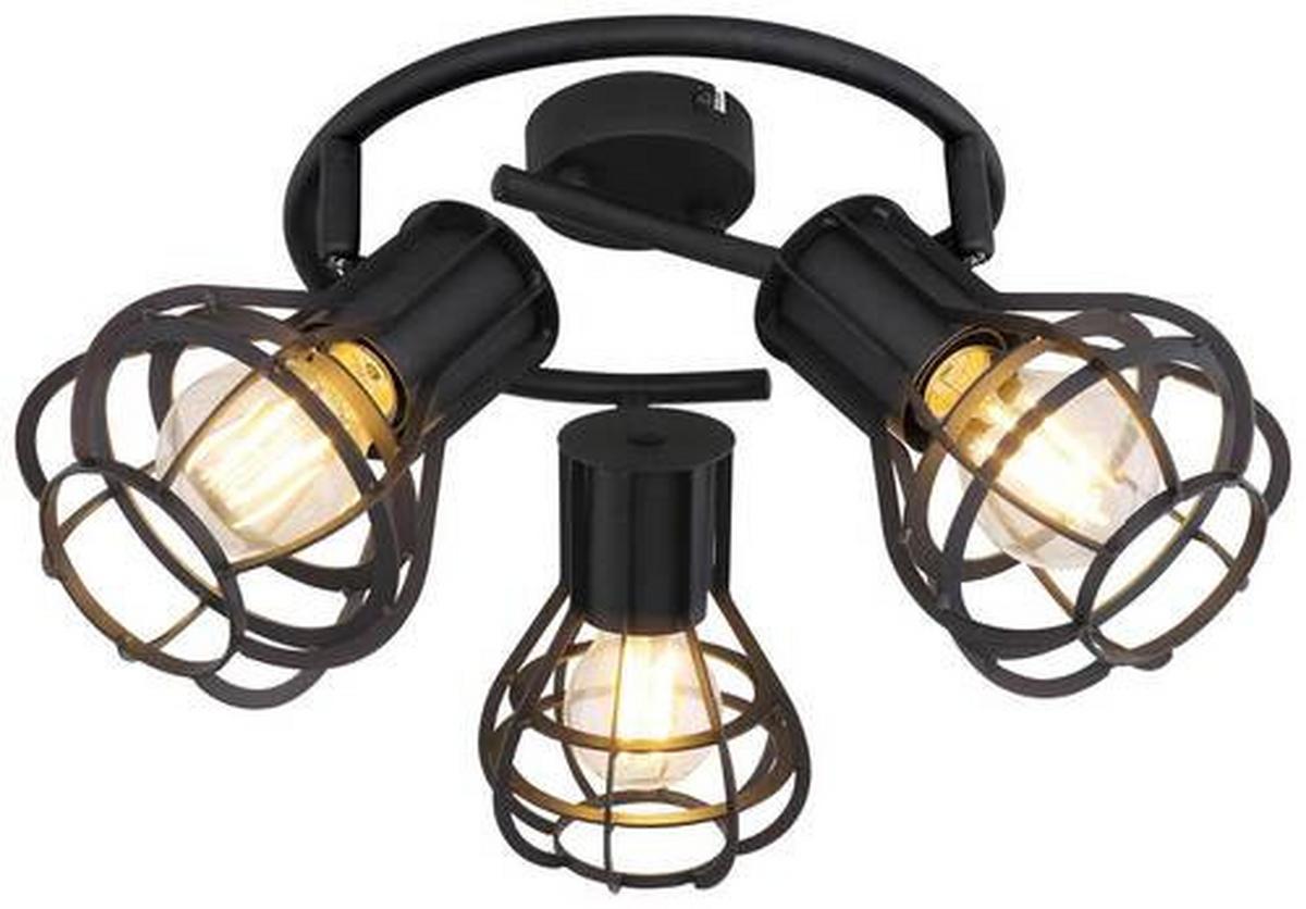 Strahler Clastra 3-flammig Ø 25 Cm - Schwarz, Basics, Metall (25/22,5cm) - Globo