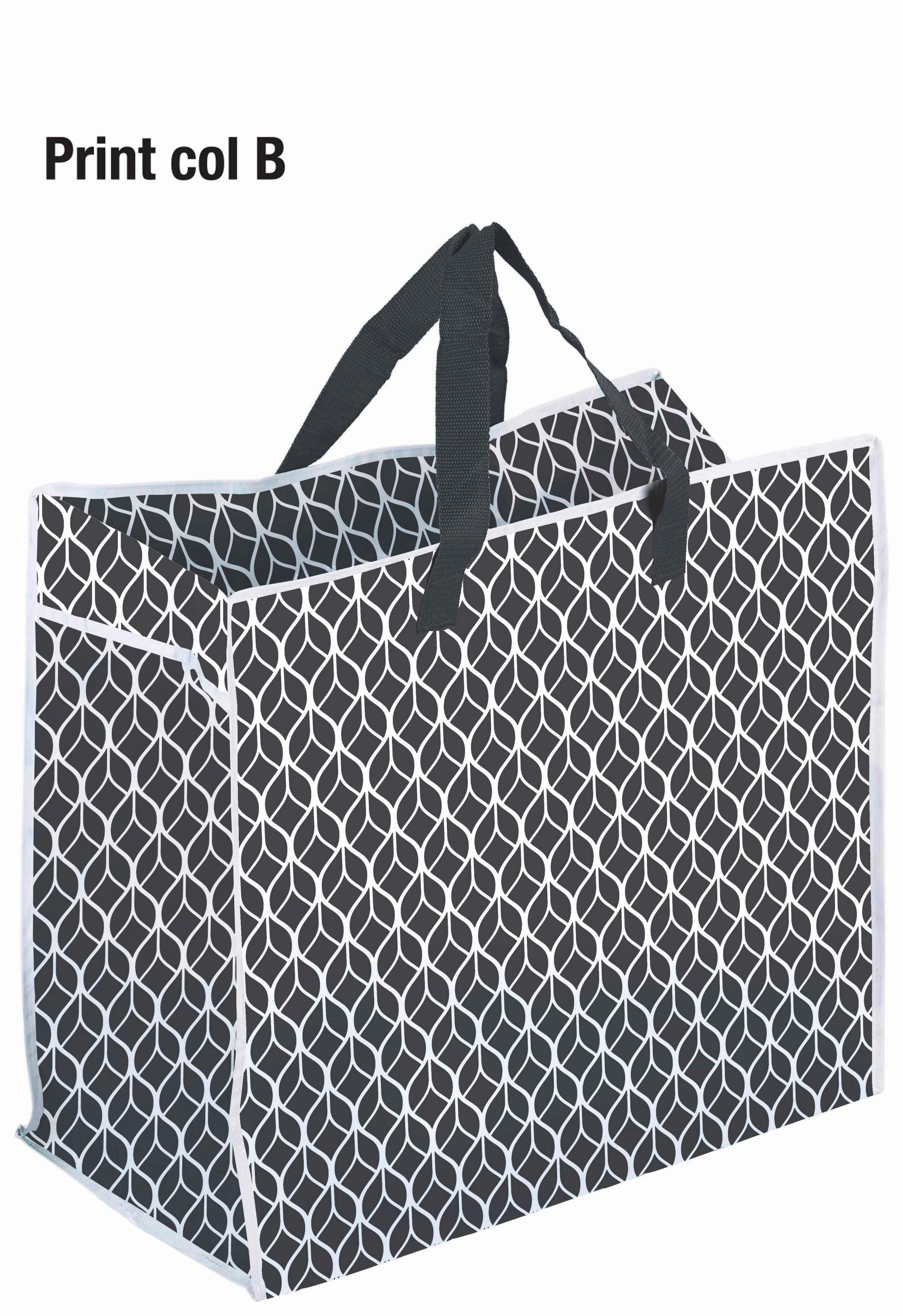 Einkaufstasche Geo - Schwarz/Weiß, Basics, Textil (58/29,5/48cm) - Luca Bessoni