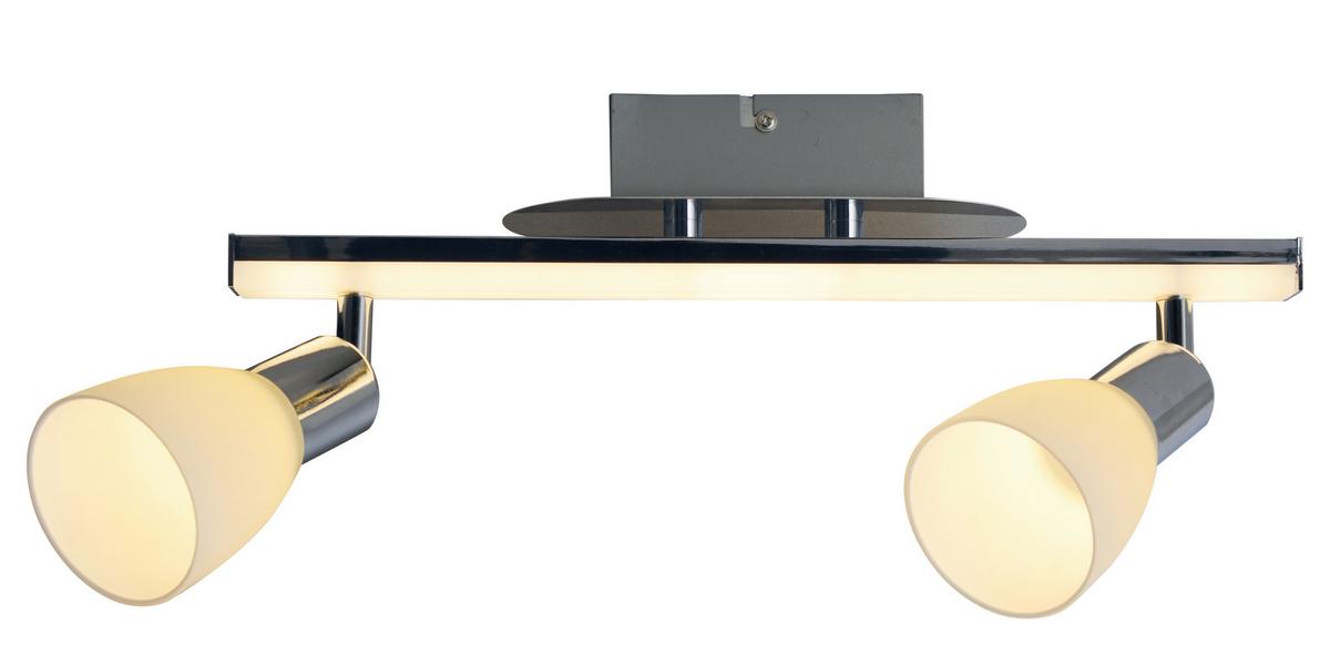 Strahler Ibiza 2-Flammig L: 39 cm - Chromfarben/Opal, Basics, Glas/Kunststoff (8/39cm) - Näve