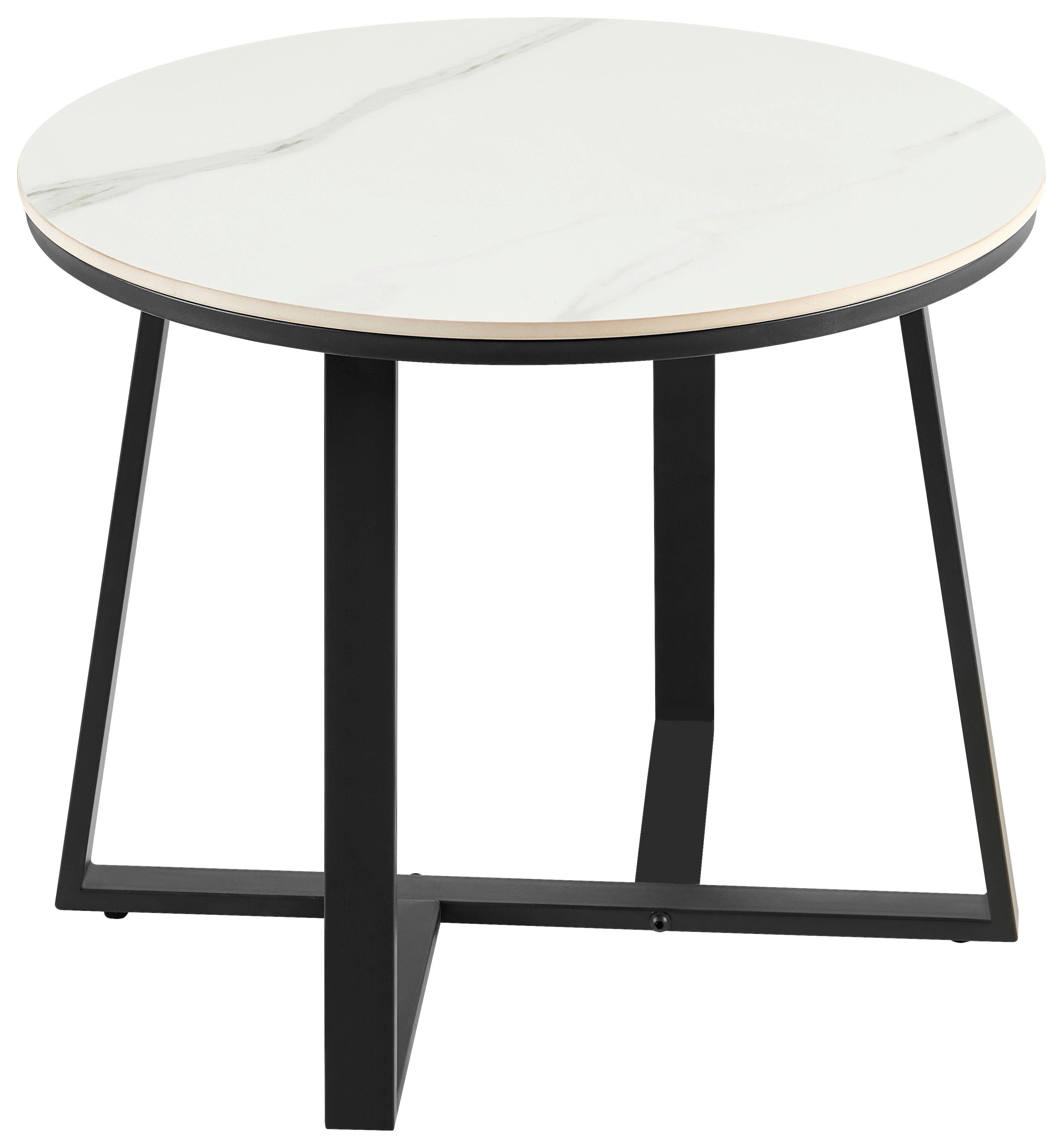 Dohányzóasztal Oliena 1 - fekete/fehér, Modern, fém/kerámia (60/50cm)