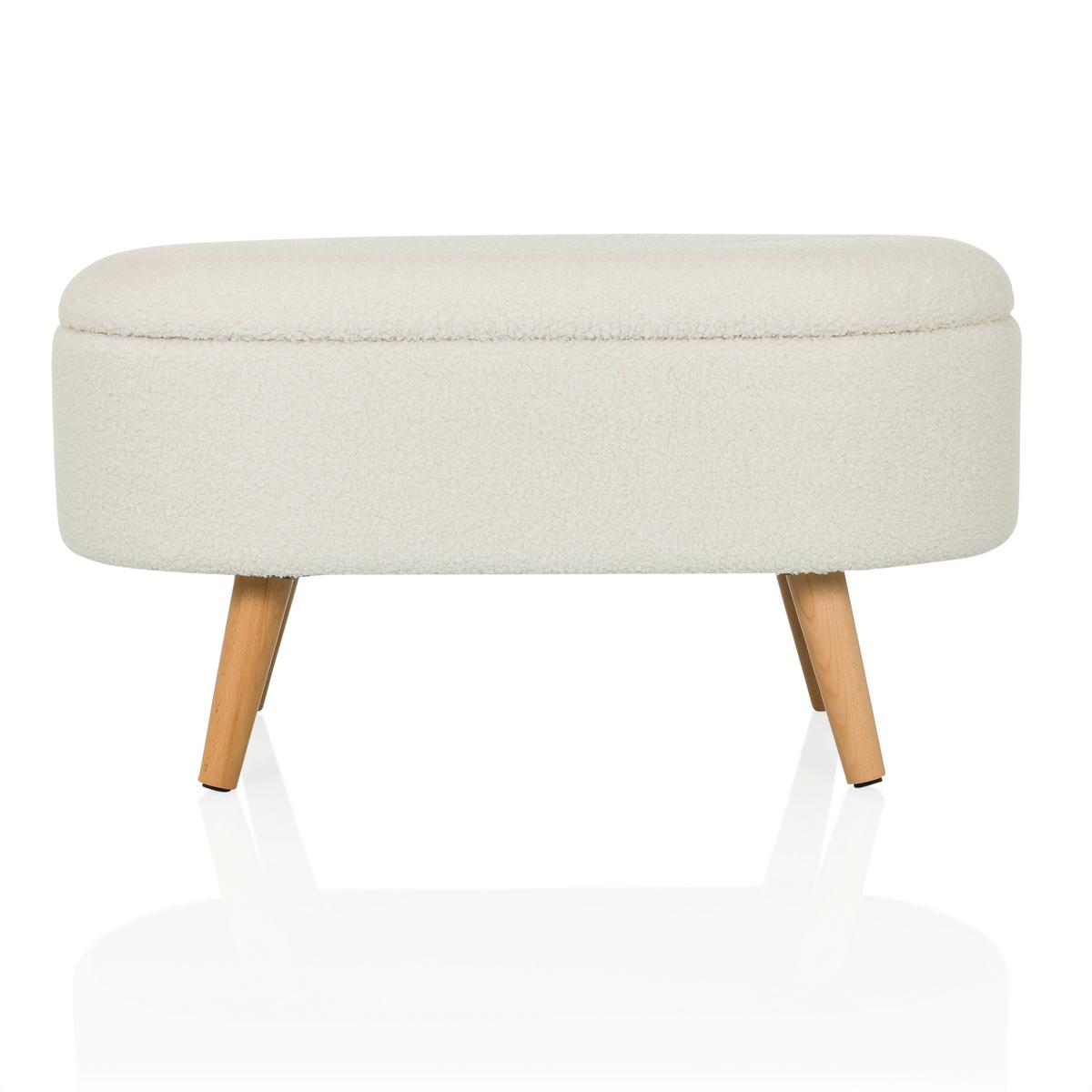 Hocker Storiano Weiß B: 82 Cm - Eichefarben/Weiß, MODERN, Textil (82/43/47cm) - MID.YOU