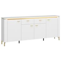 Sideboard Lazio Weiß B: 200,3 Cm - Weiß Hochglanz/Goldfarben, Trend, Holzwerkstoff (200,3/87,3/40cm)